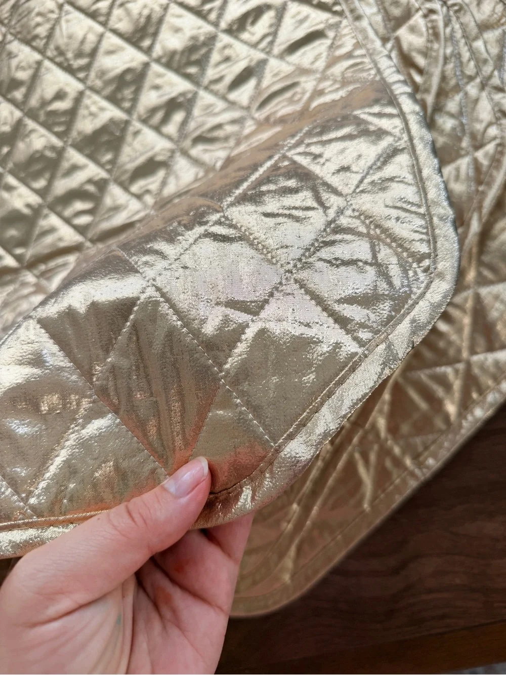 Quilted Gold Metallic Cream Placemats - Set of 4